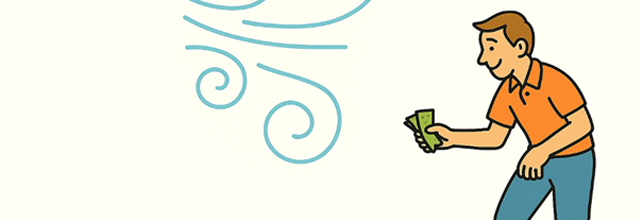 illustration d'un homme payant pour un service sans réelle valeur ajoutée