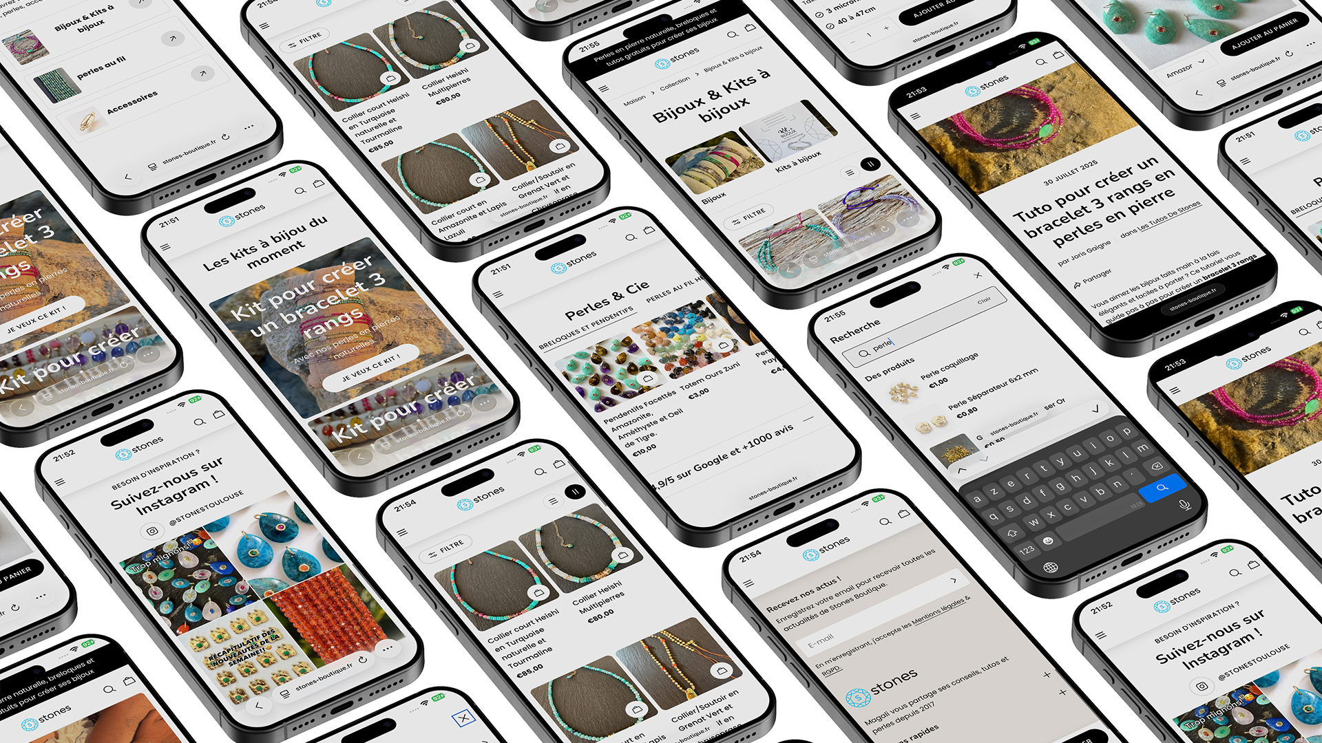 - Refont UX UI Design du site internet stones-boutique.fr et refonte du site E-commerce sur Shopify
