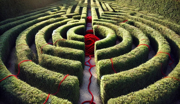 représentation d'un fil d'ariane dans un labyrinthe