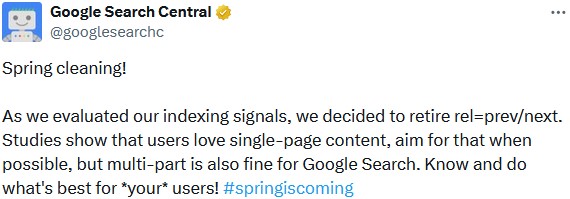 La fin du rel prev rel next pour la pagination SEO, selon Google