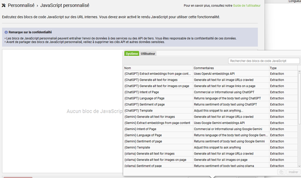sélection du template (ChatGPT) Extract embeddings from page content