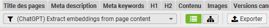 Filtre des pages contenant des embeddings